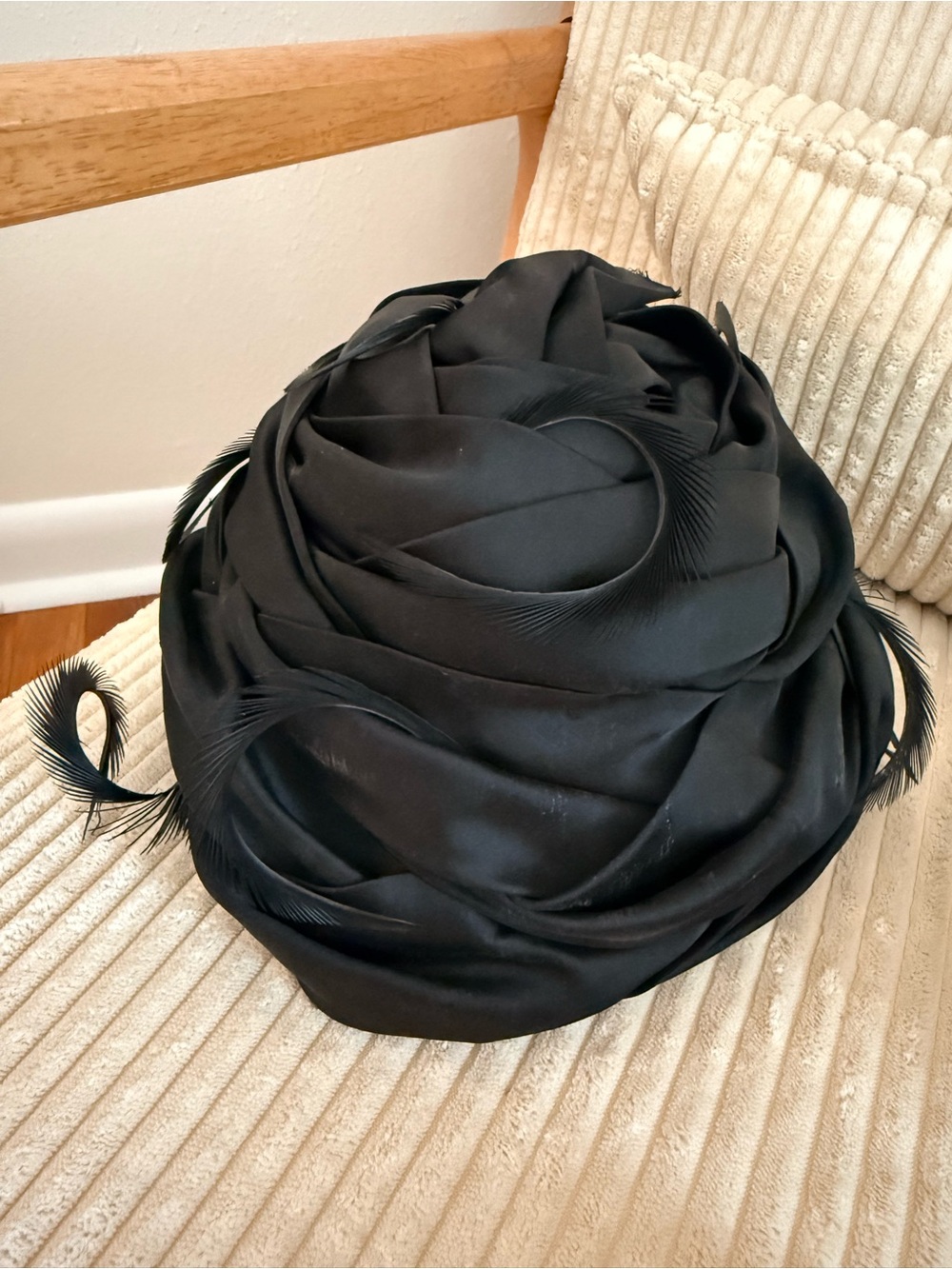 Classic Pillbox Hats - Taupe, black, feathers - Picture 3 of 13